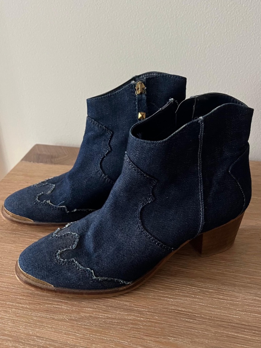 Denim ankle boots